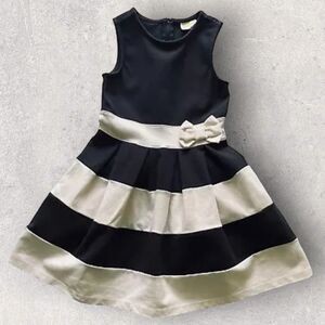 CRAZY 8 Dress Pleated Black Ivory Sleeveless Stretch Back Zip Youth Girls Size 6